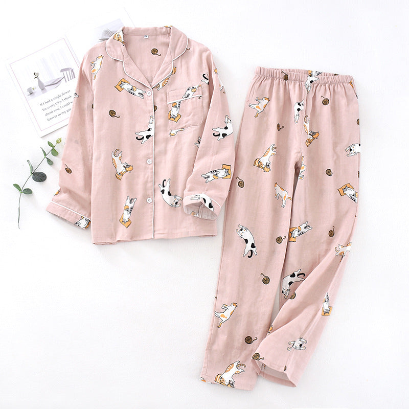 Couple Thin Cotton Double Gauze Pajamas - vêtement - anassiri.com anassiri.com