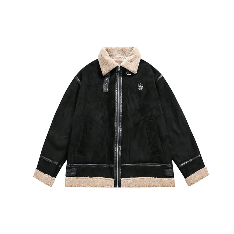 Solid Color Deerskin Cashmere Lambswool Lapel Cotton Jacket anassiri.com