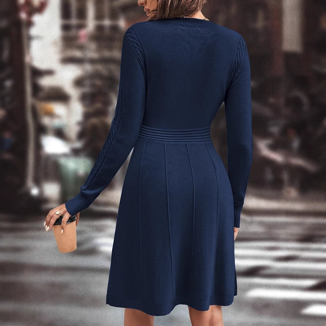 Knitted Long Sleeve Fashion Slim Fit Sweater Dress anassiri.com