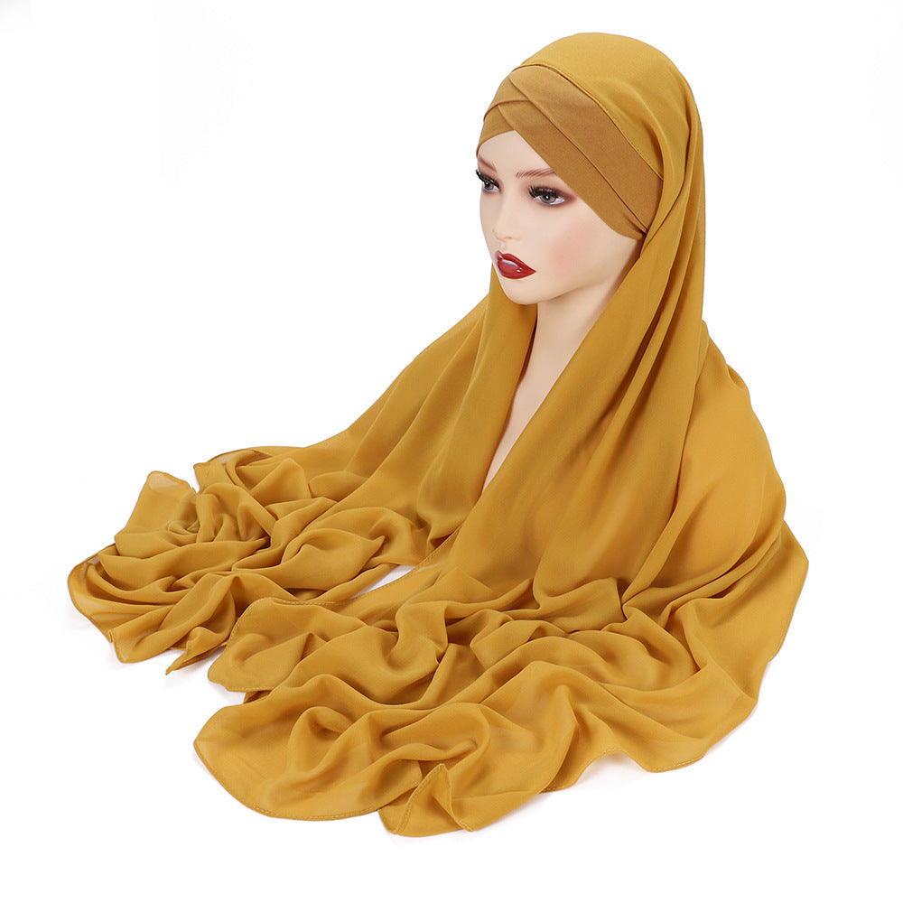 New Convenient Closed-toe Scarf Four Seasons Universal Plain Chiffon - - anassiri.com anassiri.com