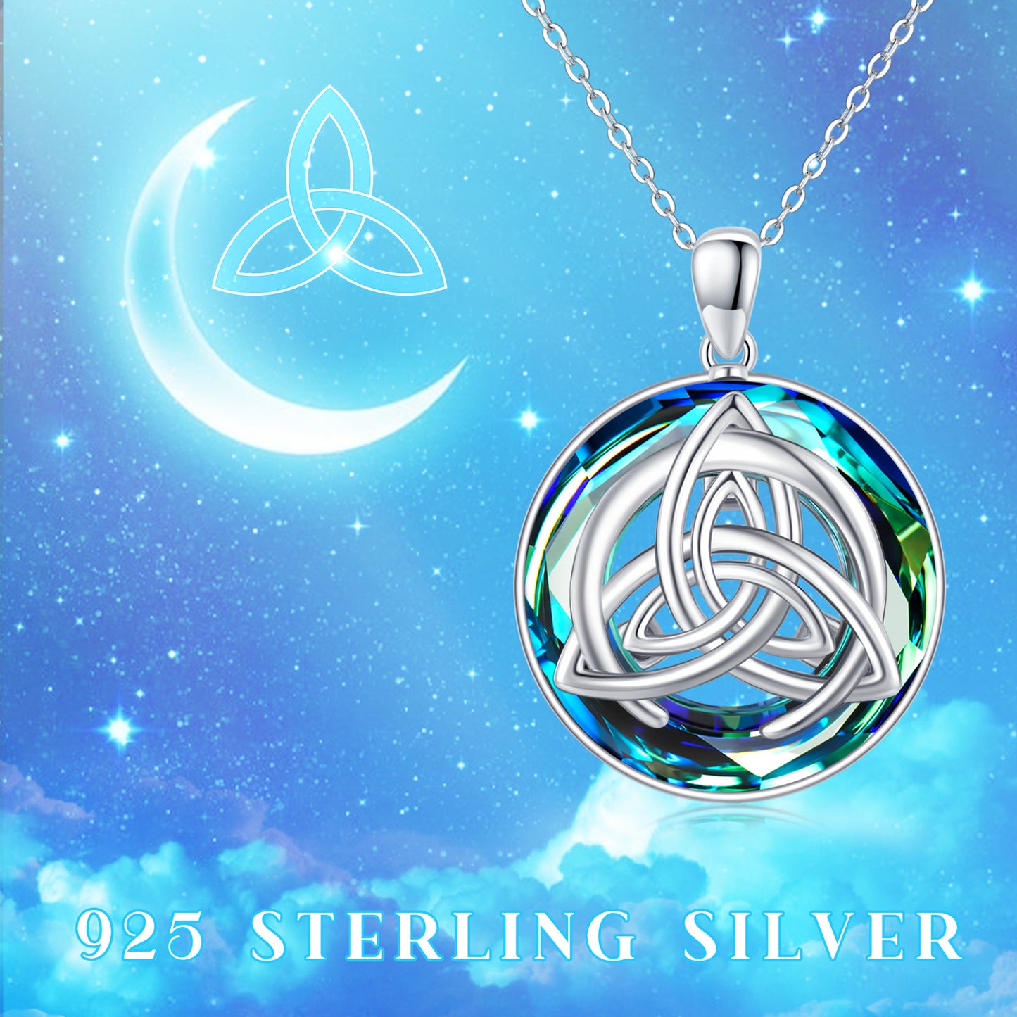 Crystal Celtic Pendant Necklace in 925 ........ - - anassiri.com anassiri.com