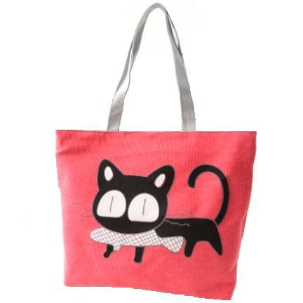 Cat Canvas Shoulder Bag - - anassiri.com anassiri.com