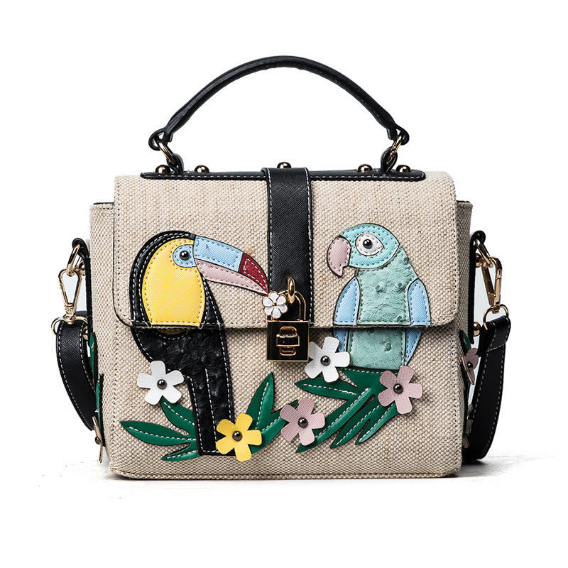 Fashion Two-Color Parrot One Shoulder Messenger Small Square Bag - WOMEN BAGS - anassiri.com anassiri.com