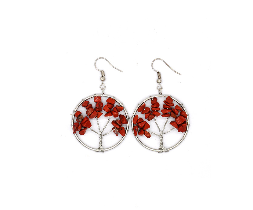 Natural Crystal Crushed Stone Tree Wishing Tree Earrings Crystal Tree Earrings Jewelry - - anassiri.com anassiri.com
