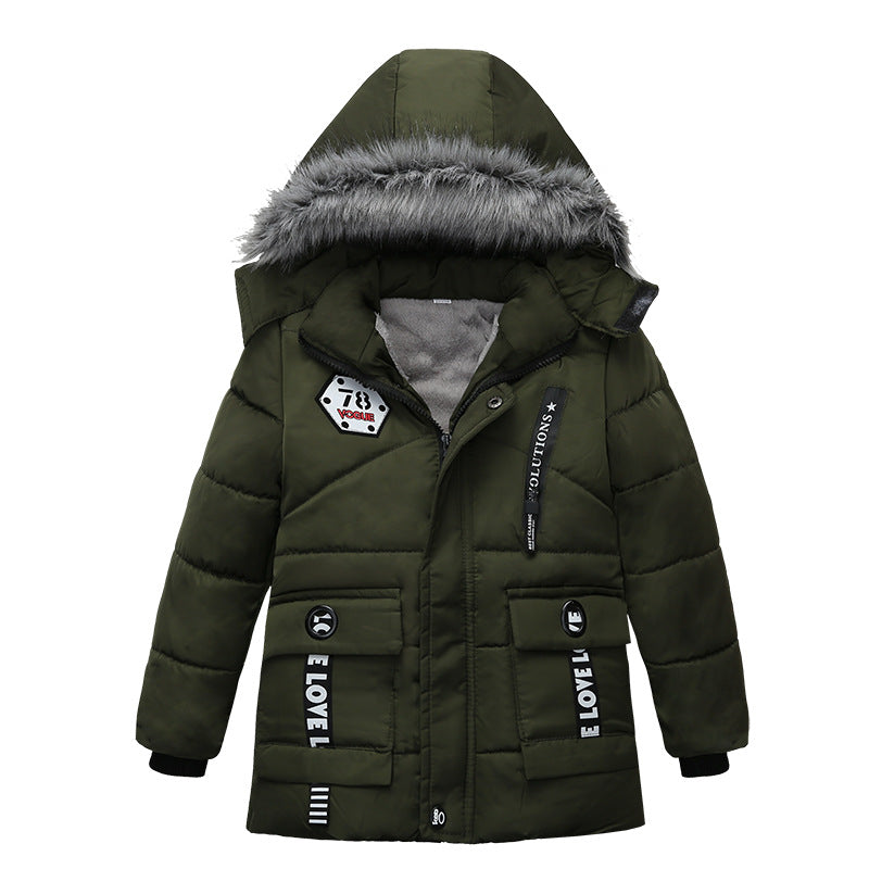 Fashion Boys Thicken Letter Print Hooded Cotton Jacket - Montant hommes - anassiri.com anassiri.com