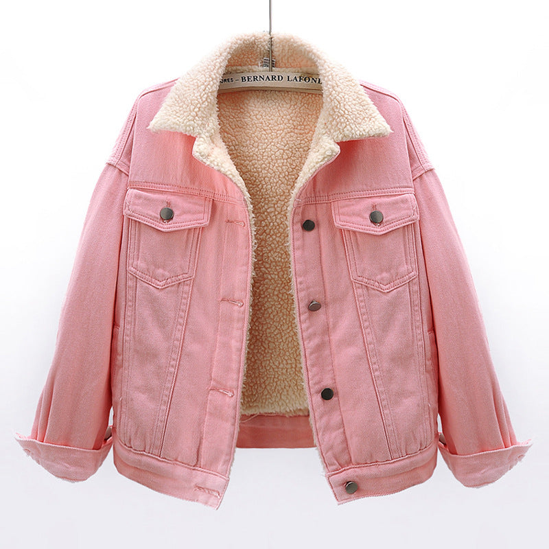 Lamb Wool Thickened Plus Velvet Denim Jacket Women - Jacket Women - anassiri.com anassiri.com