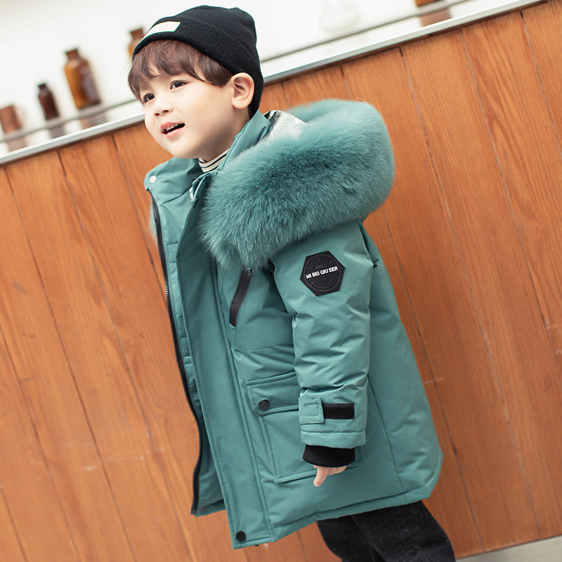 Boys' Mid-length Thickened White Duck Down Jacket - Children's jacket - anassiri.com anassiri.com