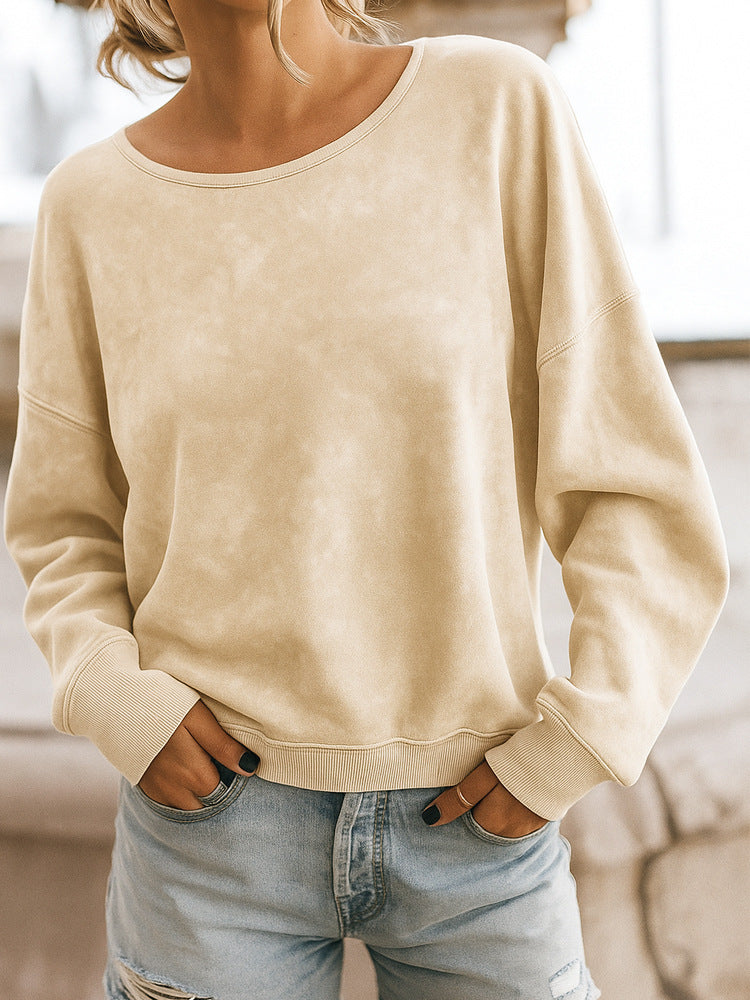 Casual Loose Fashion Long Sleeve Rendering Print Round Neck Knitted Sweater Hoodie anassiri.com