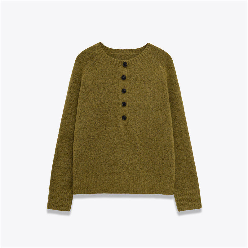 Women's Round Neck Single-breasted Knit Sweater anassiri.com