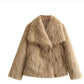 Winter Plush Lapel Coat - Thickened Casual Long Sleeve Outerwear for Women