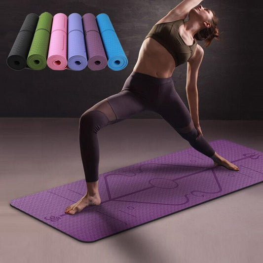 Non Slip TPE Yoga Mat Position Line Beginner anassiri.com