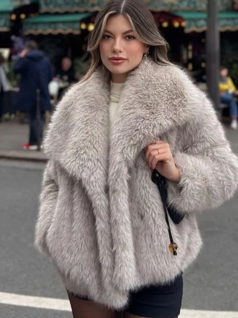 Winter Plush Lapel Coat - Thickened Casual Long Sleeve Outerwear for Women anassiri.com