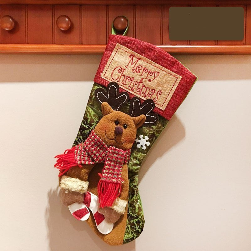 Christmas Stocking Socks Snowman Santa Elk Xmas Fireplace Xmas Tree Ornaments New Year Candy Bag Gift Christmas Decor anassiri.com