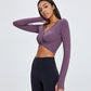 Navel exposed kink long sleeve Yoga suit
