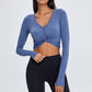 Navel exposed kink long sleeve Yoga suit