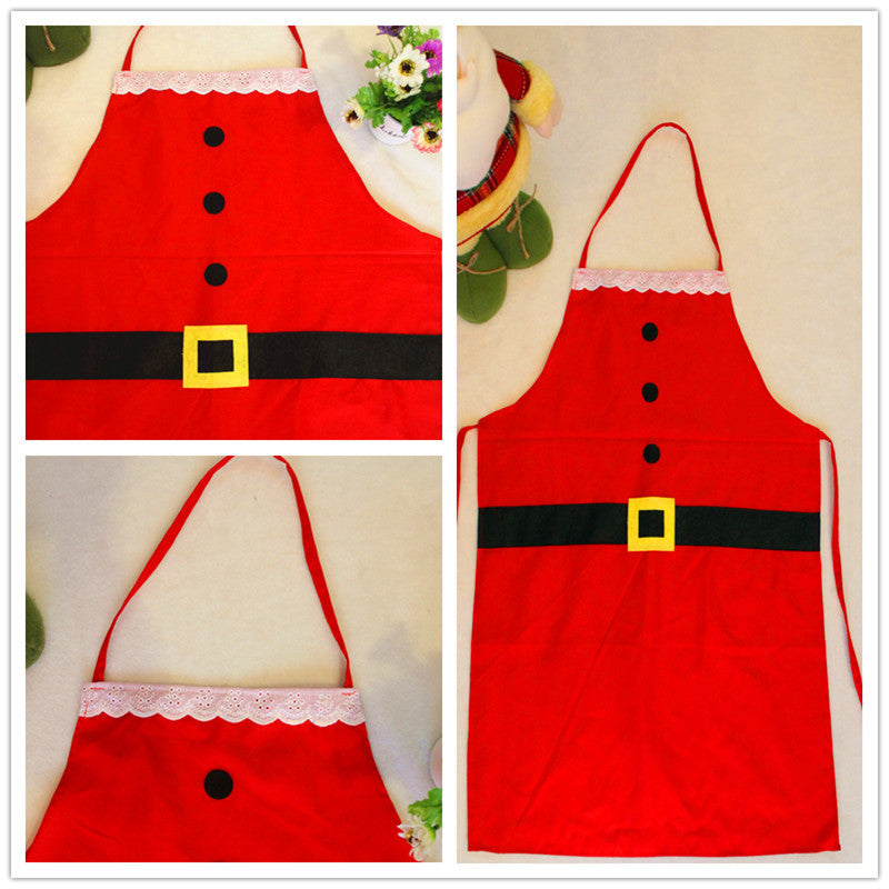 Red Merry Christmas Apron Christmas Apron For Women Girls Cake Kitchen Cook Apron For Mother's New Year Gift Unisex anassiri.com