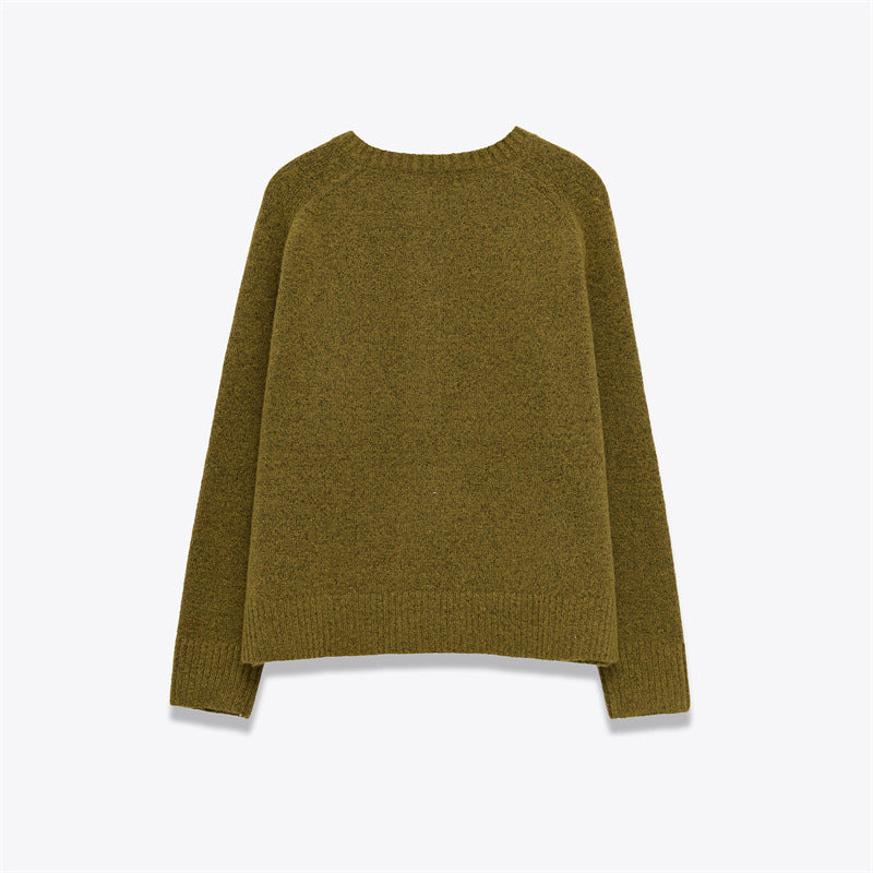 Women's Round Neck Single-breasted Knit Sweater anassiri.com