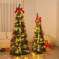 Foldable Telescopic Floor-Standing Green Velvet Christmas Tree With Warm Lights For Holiday Decorations 