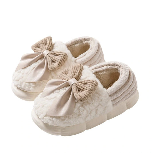 Big Bow Warm Fluffy Slippers anassiri.com