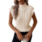 Women's Fashion Short Sleeveless High Neck Knit Sweater