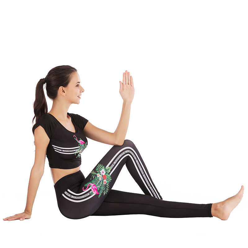 Printed navel short-sleeved quick-drying dance dress anassiri.com