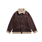 Solid Color Deerskin Cashmere Lambswool Lapel Cotton Jacket