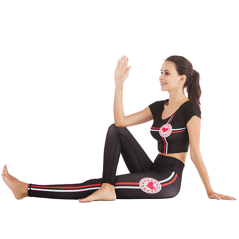 Printed navel short-sleeved quick-drying dance dress anassiri.com