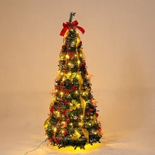 Foldable Telescopic Floor-Standing Green Velvet Christmas Tree With Warm Lights For Holiday Decorations  anassiri.com