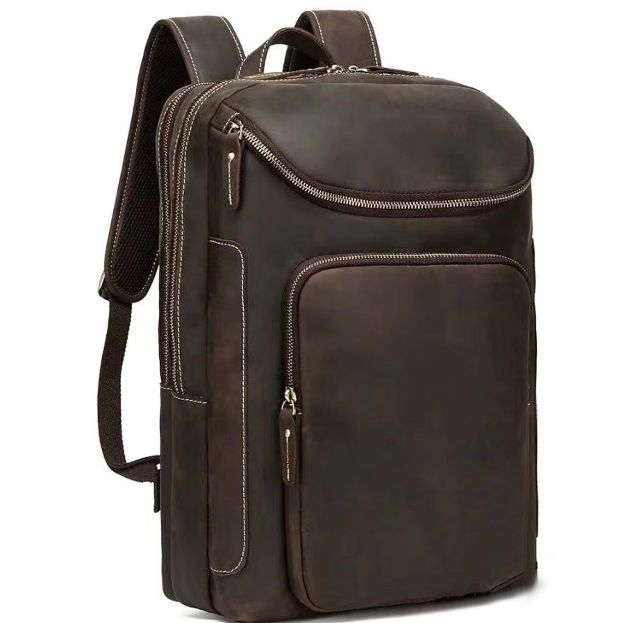 Retro Leather Large Capacity Multifunctional Leisure Travel Backpack anassiri.com