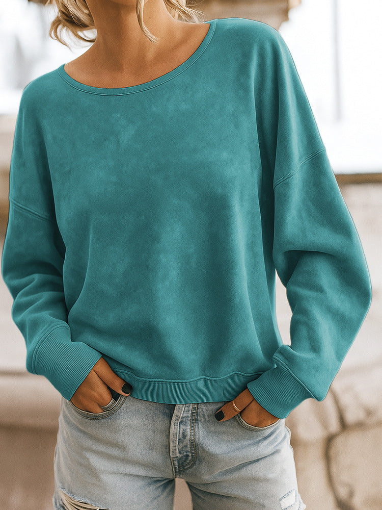 Casual Loose Fashion Long Sleeve Rendering Print Round Neck Knitted Sweater Hoodie anassiri.com