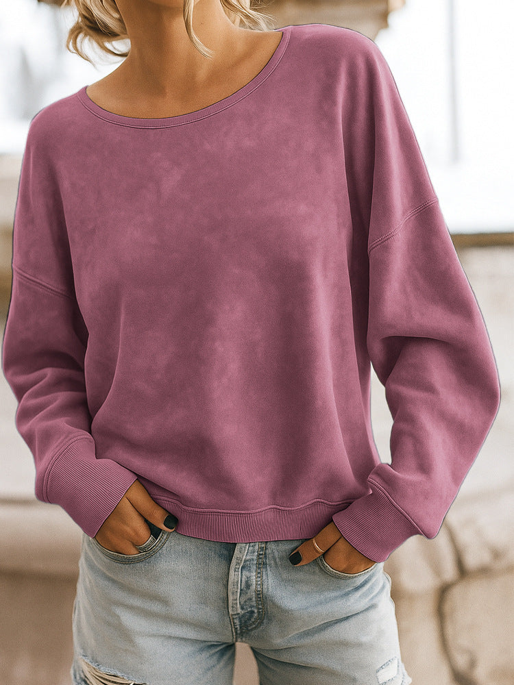 Casual Loose Fashion Long Sleeve Rendering Print Round Neck Knitted Sweater Hoodie anassiri.com