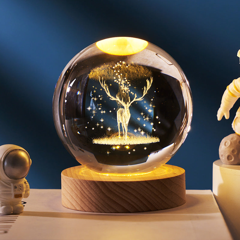 Lampe Cristal 3D Galaxy™ – Système Solaire Gravé & Lumière d’Ambiance Premium anassiri.com