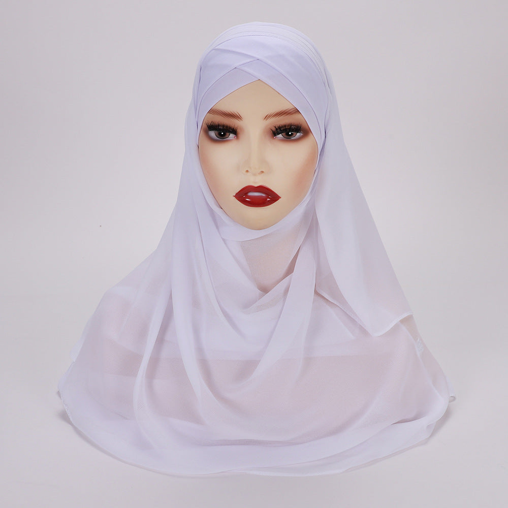 New Convenient Closed-toe Scarf Four Seasons Universal Plain Chiffon -   - anassiri.com