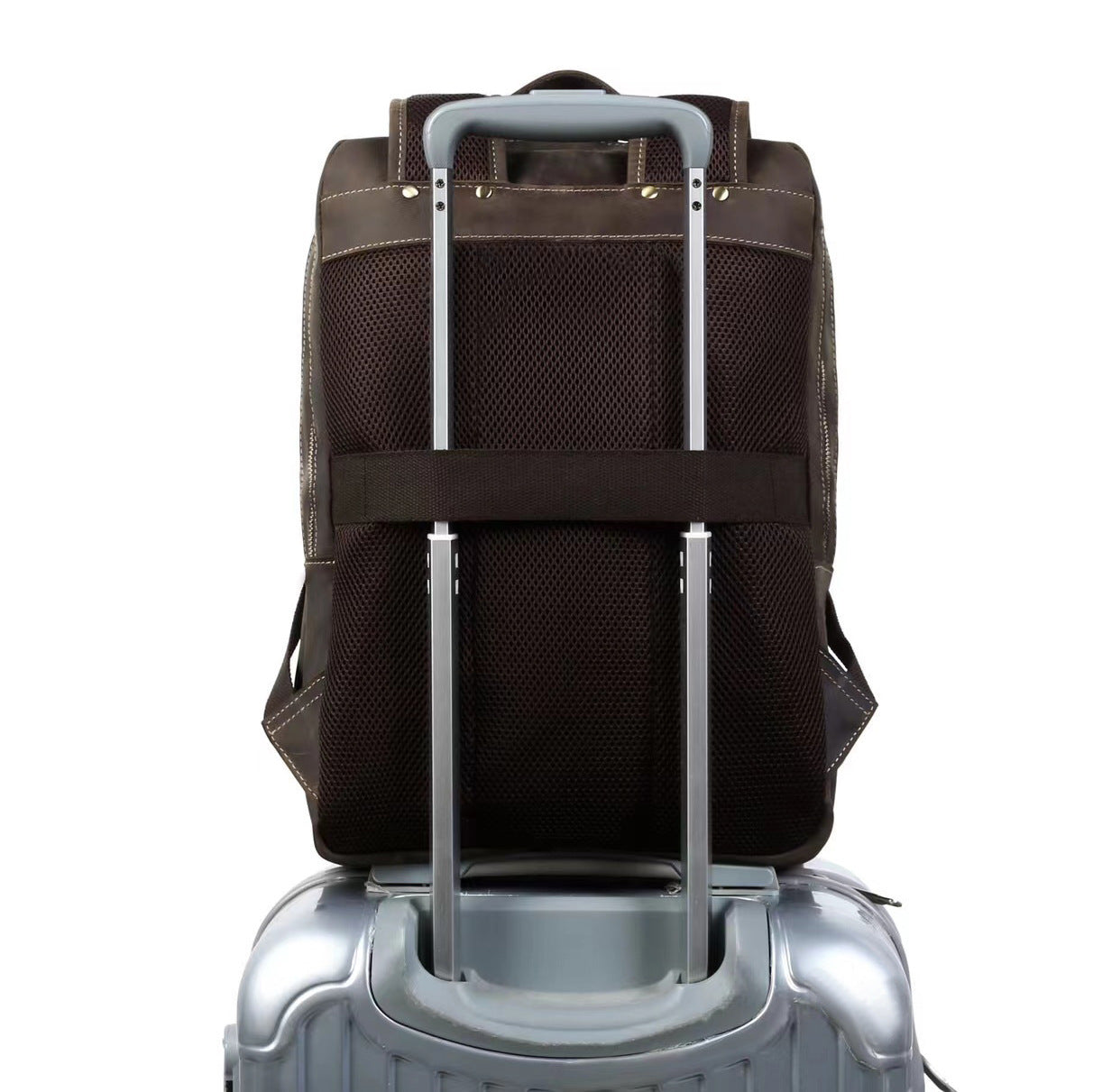 Retro Leather Large Capacity Multifunctional Leisure Travel Backpack anassiri.com