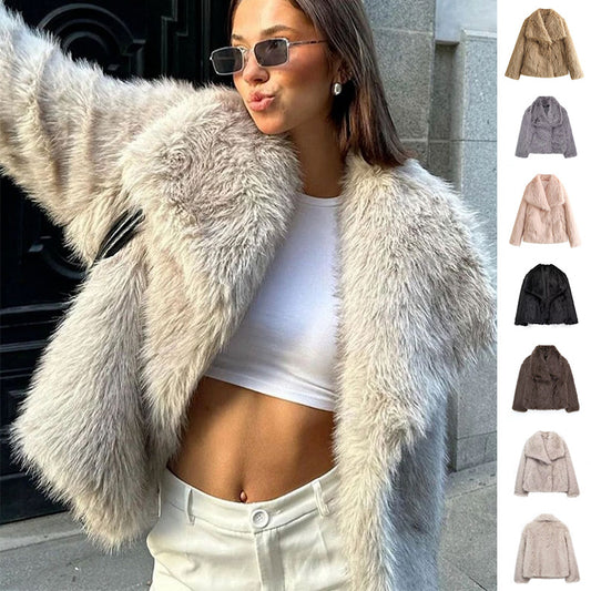 Winter Plush Lapel Coat - Thickened Casual Long Sleeve Outerwear for Women anassiri.com