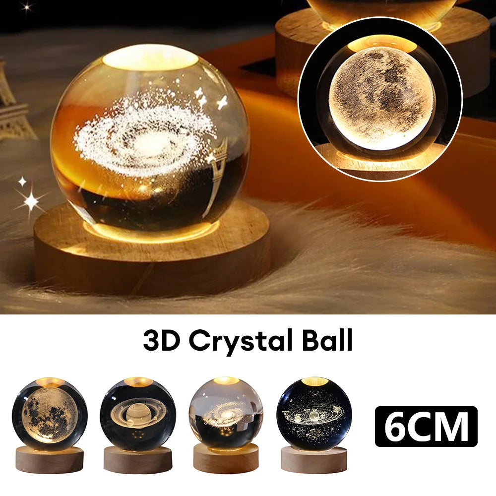 Lampe Cristal 3D Galaxy™ – Système Solaire Gravé & Lumière d’Ambiance Premium anassiri.com