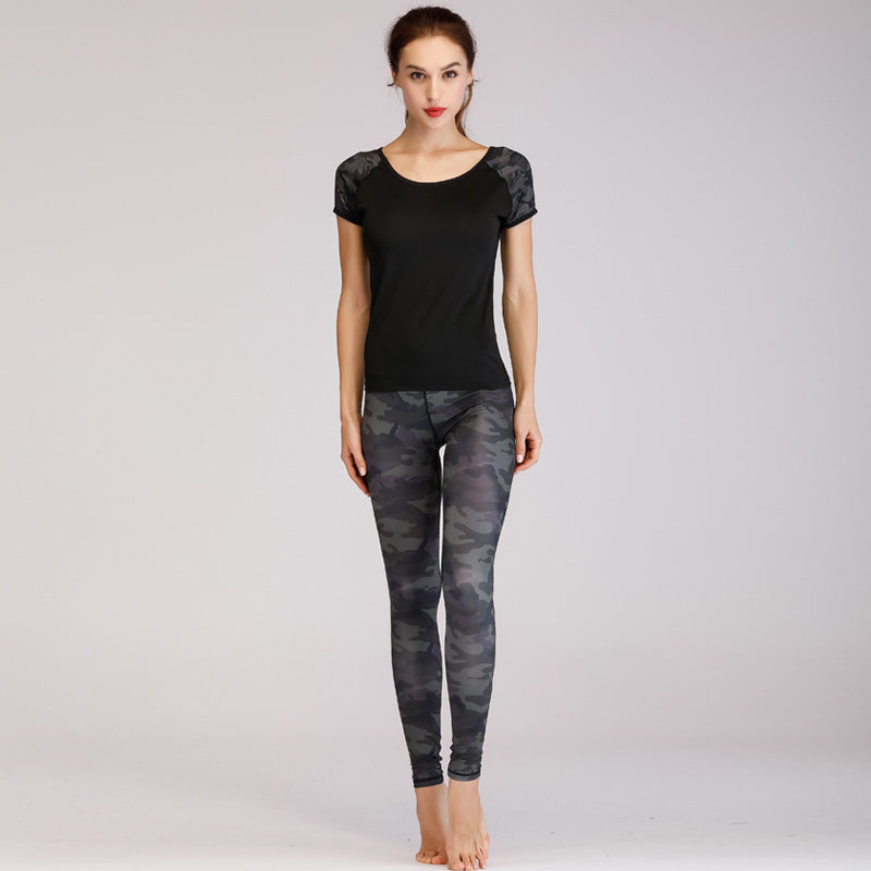 Printed navel short-sleeved quick-drying dance dress anassiri.com