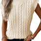 Women's Fashion Short Sleeveless High Neck Knit Sweater