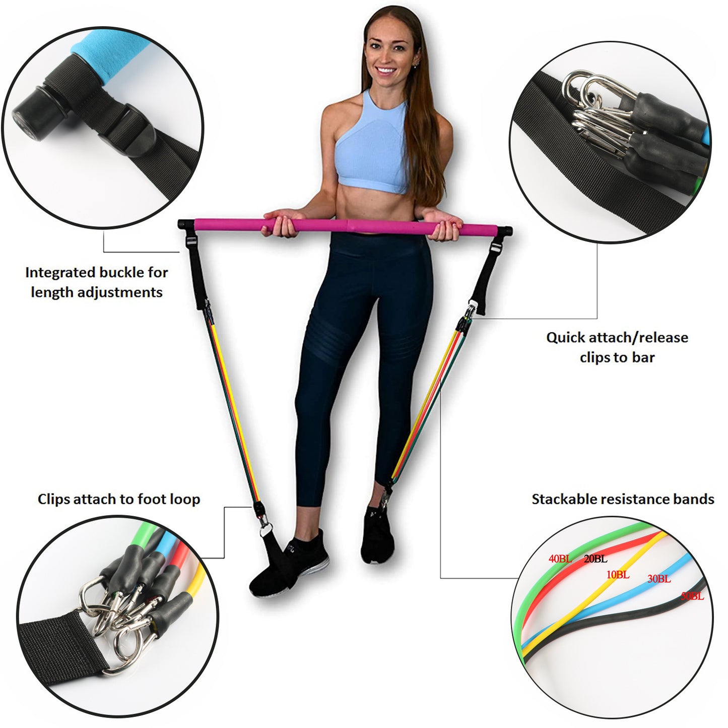 Fitness Yoga Pilates Bar Portable Gym Accessories Sport Elastic Bodybuilding Resistance Bands For Home Trainer Workout Equipment anassiri.com