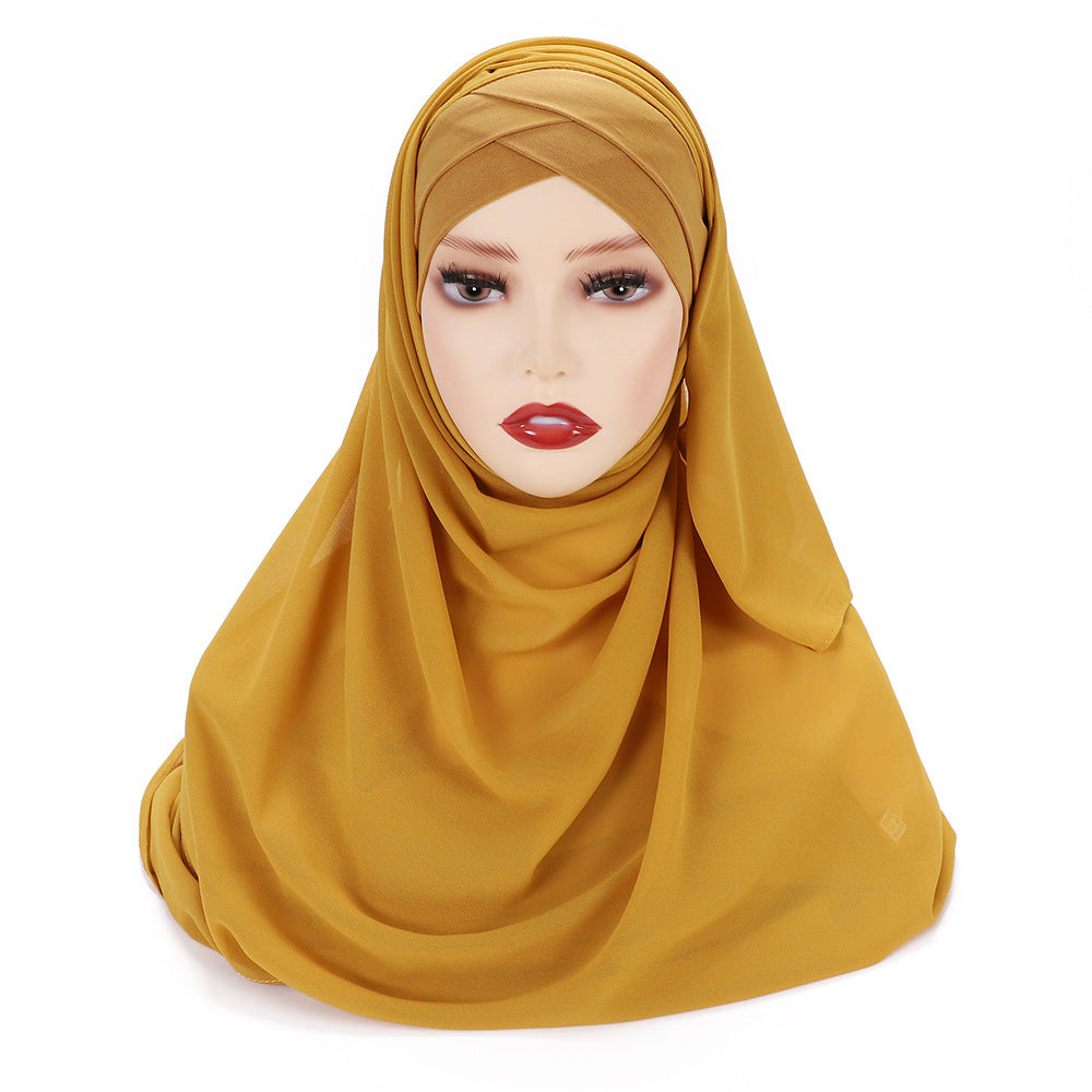 New Convenient Closed-toe Scarf Four Seasons Universal Plain Chiffon -   - anassiri.com