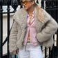 Winter Plush Lapel Coat - Thickened Casual Long Sleeve Outerwear for Women
