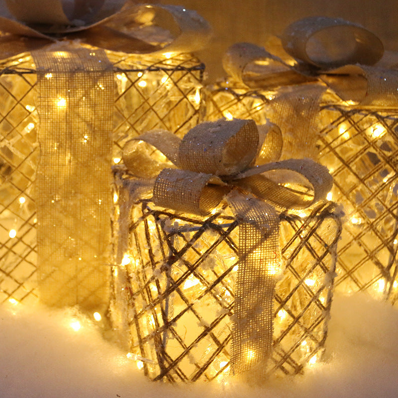 Christmas Lighting Gift Boxes With Bows Indoor Decorations Snow Gift Box Glowing Gift Box Home Garden Christmas anassiri.com