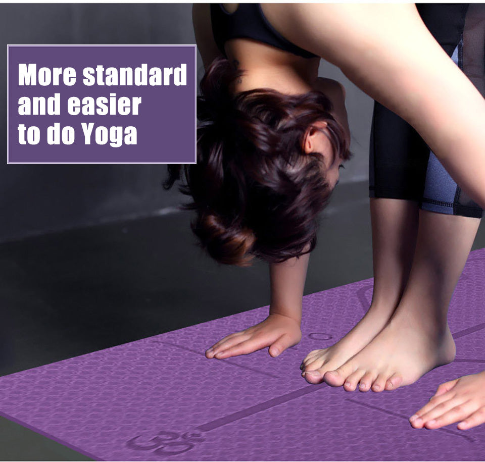 Non Slip TPE Yoga Mat Position Line Beginner  anassiri.com