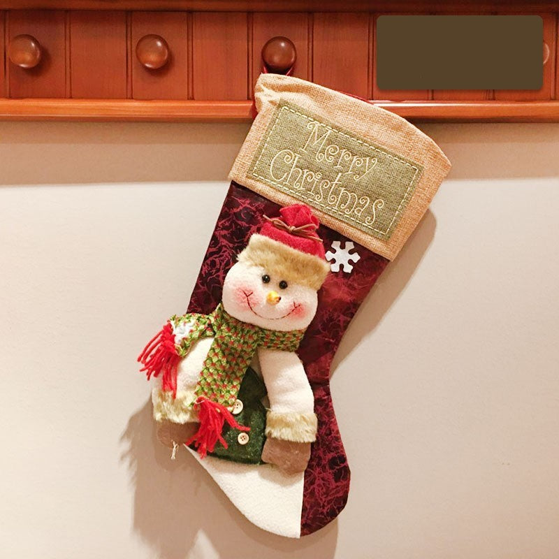 Christmas Stocking Socks Snowman Santa Elk Xmas Fireplace Xmas Tree Ornaments New Year Candy Bag Gift Christmas Decor anassiri.com