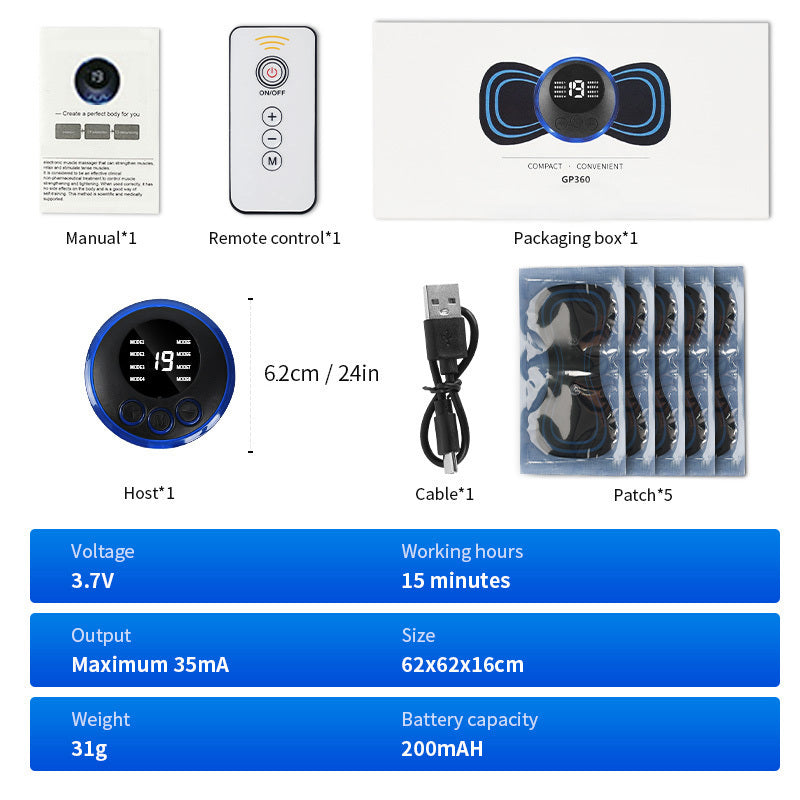 Mini Massage Patch Cervical Massager Shoulder And Neck Massager EMS Portable Pulse Smart Massage Patch 8 Modes 19 Gears anassiri.com