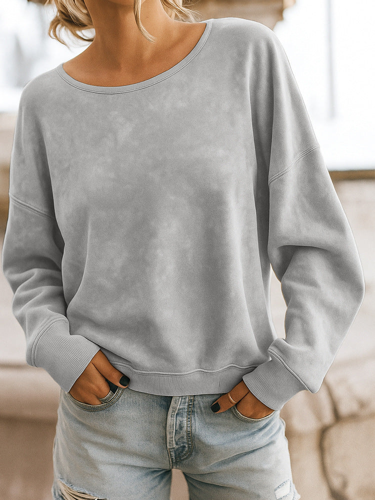 Casual Loose Fashion Long Sleeve Rendering Print Round Neck Knitted Sweater Hoodie anassiri.com