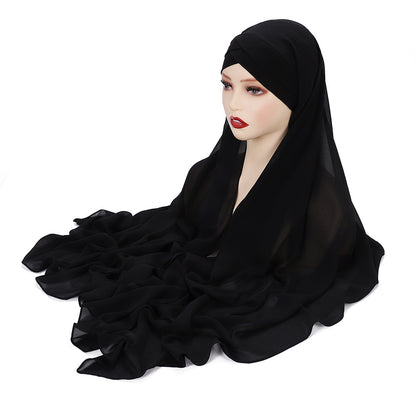 New Convenient Closed-toe Scarf Four Seasons Universal Plain Chiffon -   - anassiri.com