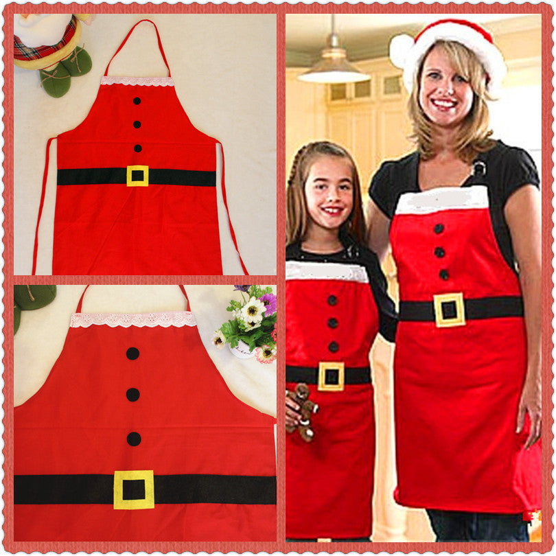 Red Merry Christmas Apron Christmas Apron For Women Girls Cake Kitchen Cook Apron For Mother's New Year Gift Unisex anassiri.com