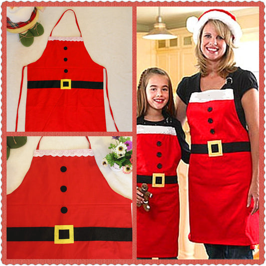 Red Merry Christmas Apron Christmas Apron For Women Girls Cake Kitchen Cook Apron For Mother's New Year Gift Unisex anassiri.com
