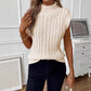 Women's Fashion Short Sleeveless High Neck Knit Sweater